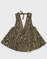 Ganni Printed Stretch Cotton A-line Top black|brown