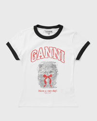 Ganni Basic Cotton Jersey Margot Kitty Print white