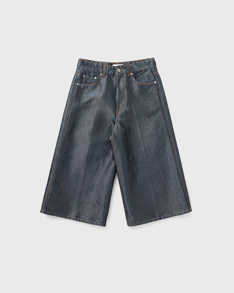 Ganni Shiny Weft Denim Shorts blue