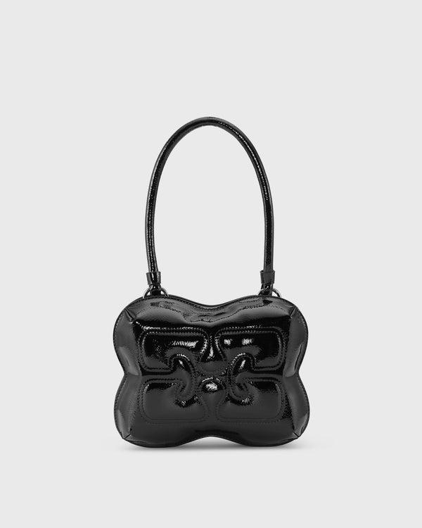 Ganni Butterfly Top Handle With Strap Patent black