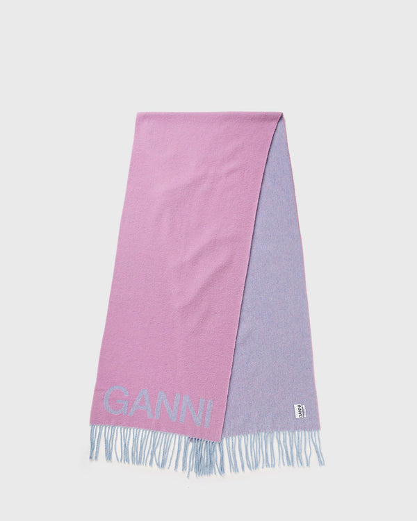 Ganni Fringed Wool Scarf purple