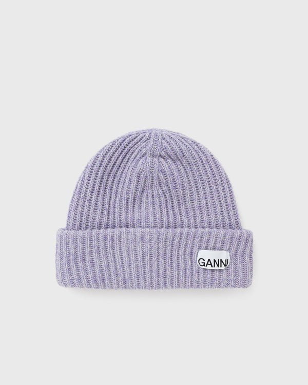 Ganni Structured Rib Beanie purple