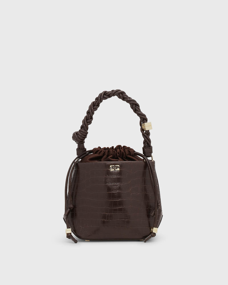 Ganni Ganni Bou Bucket Bag Croco brown