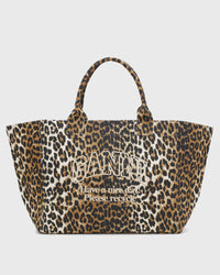 Ganni Shopper XXL Pocket Print Brown