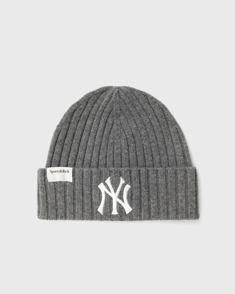 Sporty & Rich Heritage Yankees Serif Cashmere Beanie Grey