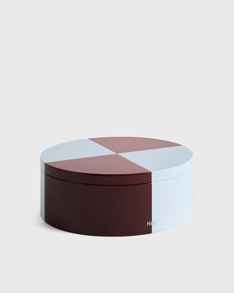 Hay Tin Container Round blue|red