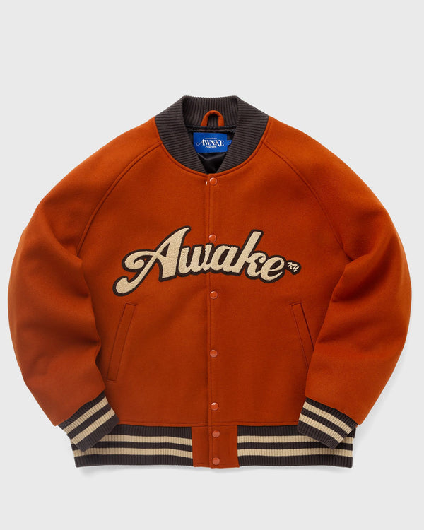 Awake MELTON WOOL CHENILLE LOGO VARSITY JACKET brown