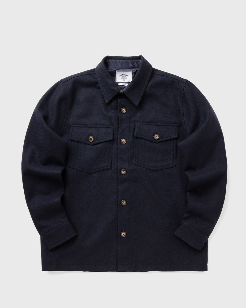 Portuguese Flannel WOOL FIELD OVERSHIRT blue