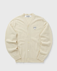 Comme Des Garçons Play V-neck Cardigan White Emblem KNIT beige