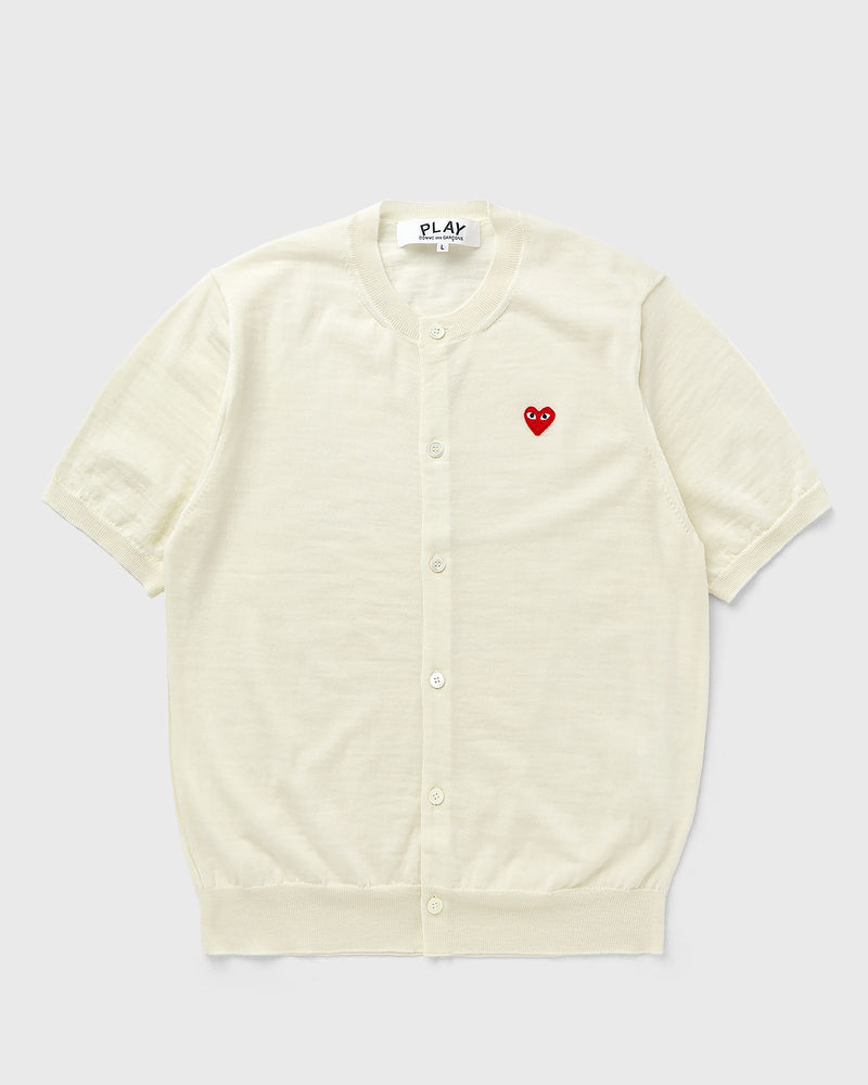 Comme des Garons Play ROUND-NECK RED EMBLEM KNIT white