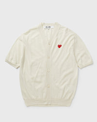 Comme Des Garçons Play V-neck Cardigan RED Emblem KNIT white