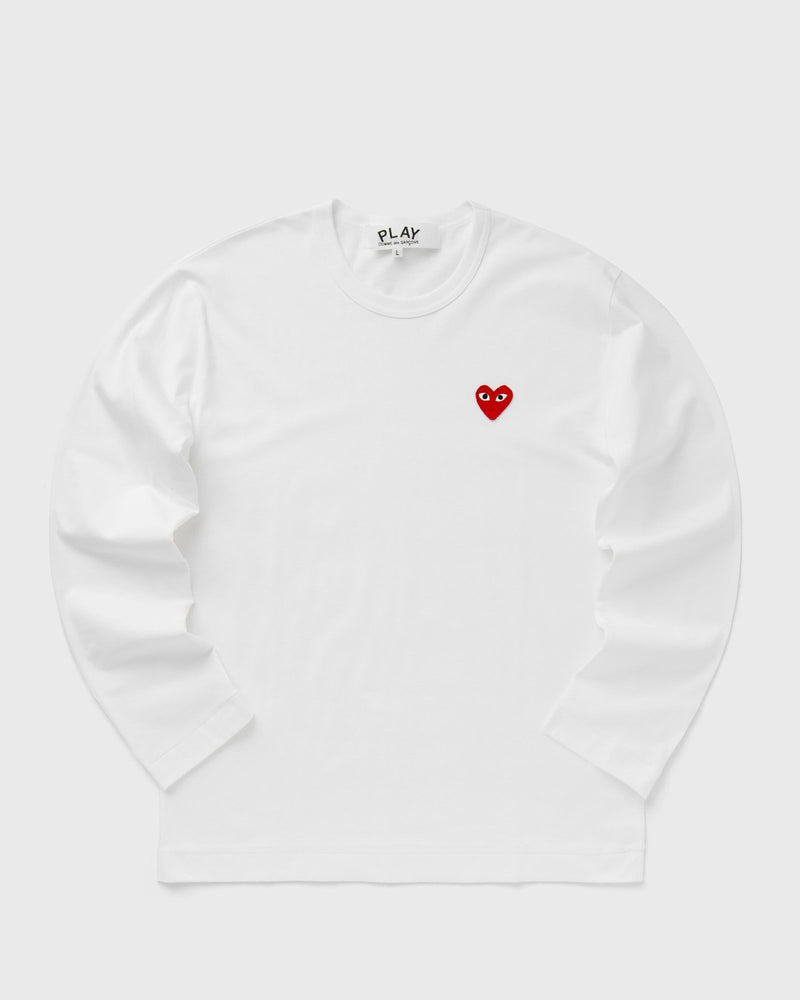 Comme des Garons Play RED EMBLEM KNIT TEE white
