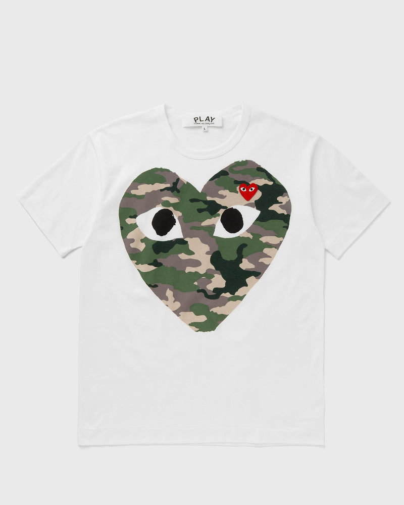 Comme des Garons Play T-SHIRT RED EMBLEM KNIT white