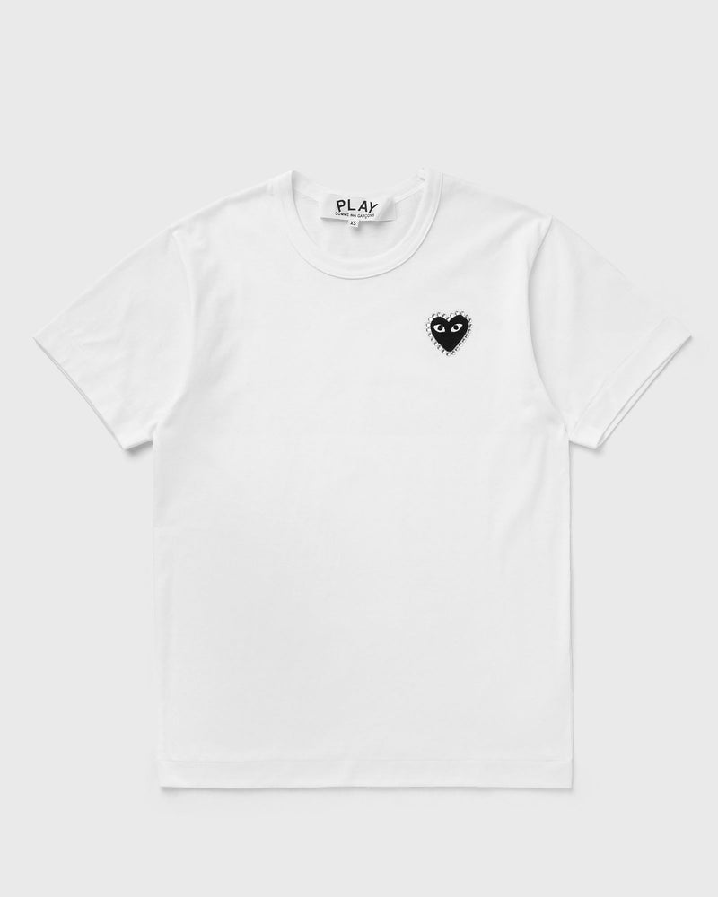 Comme des Garons Play RHINESTONE HEART EMBLEM TEE white