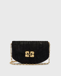 Ganni Lulu Wallet on Chain Velvet Moire Black