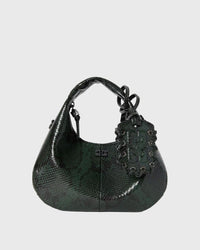 Ganni Hobo Mini Snake Black