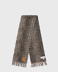 Ganni Double Face Wool Knit Scarf black|beige