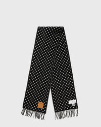 Ganni Double Face Wool Knit Scarf black