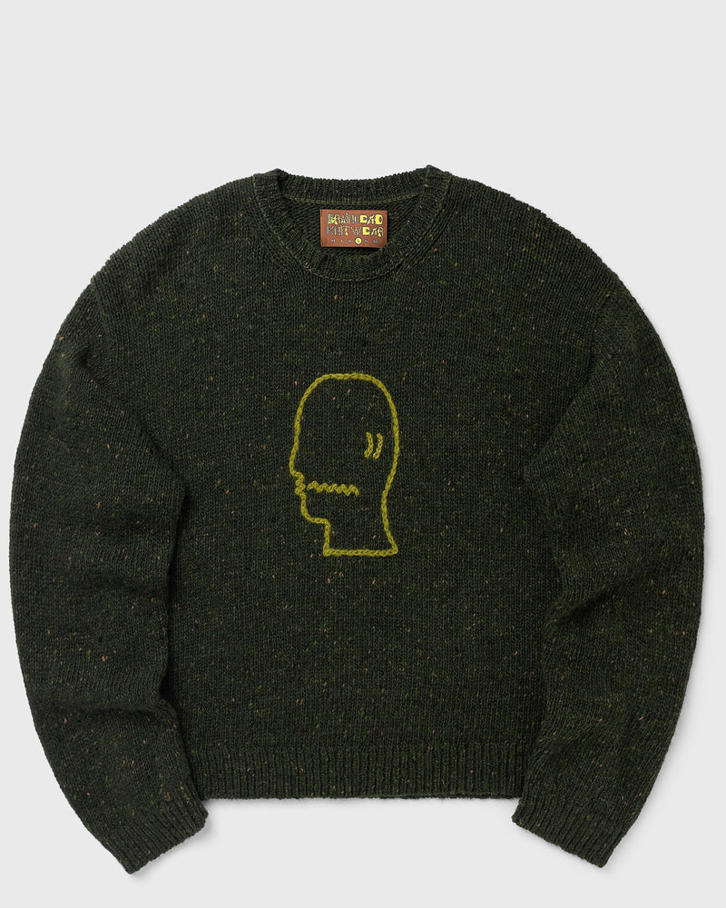 Brain Dead Logohead Alpaca Crewneck Sweater green