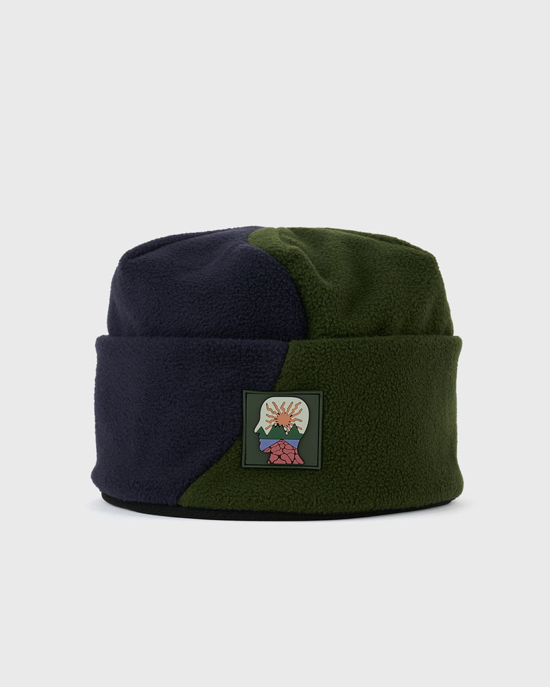 Brain Dead Organic Panel Polar Fleece Beanie blue