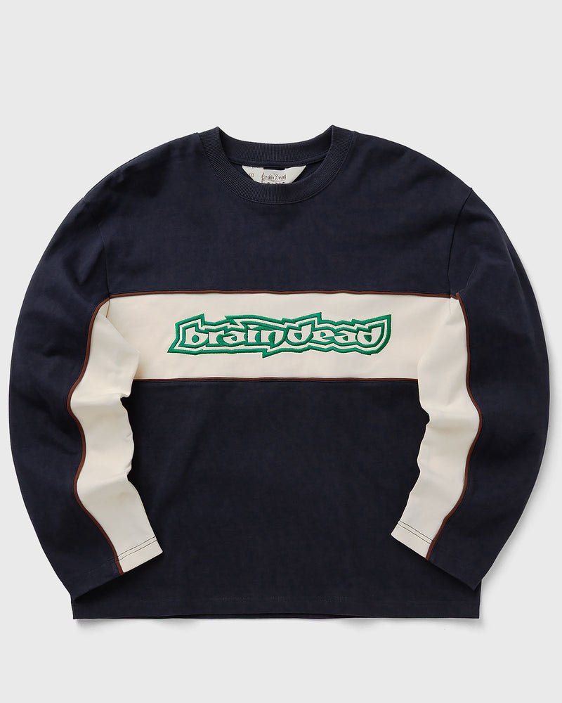 Brain Dead Heavyweight Paneled LONG Sleeve Shirt blue