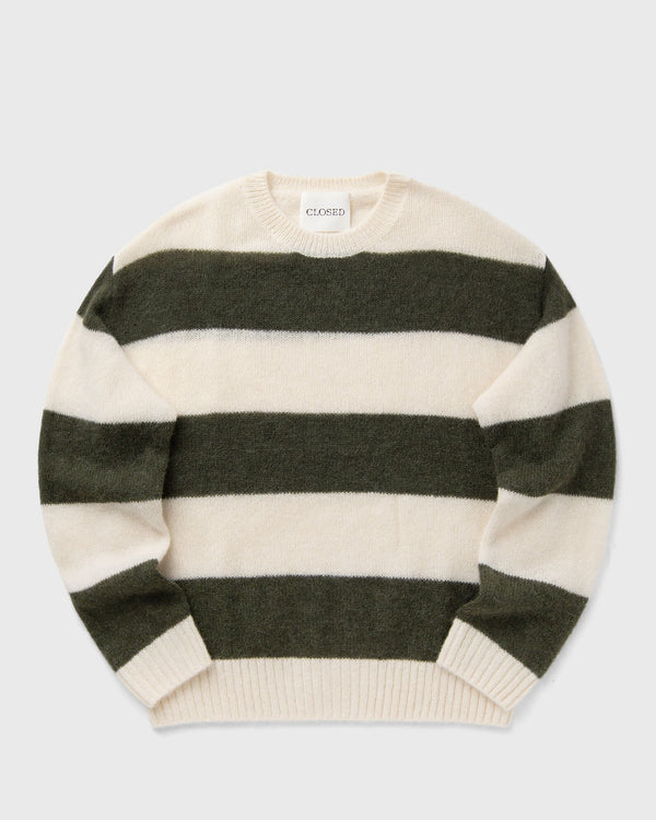 closed STRIPE CREWNECK JUMPER green
