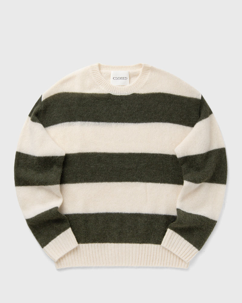 closed STRIPE CREWNECK JUMPER green