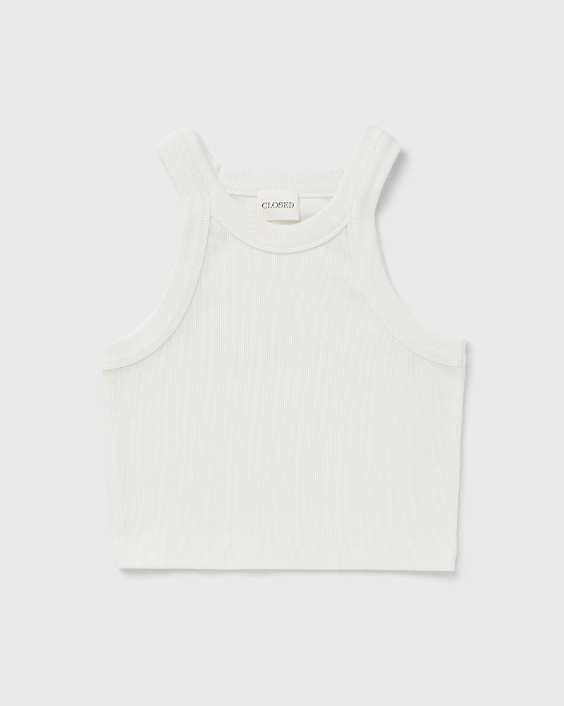 closed CROPPED RACER TANK white