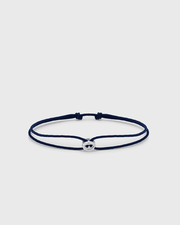Le gramme 1g polished sterling silver navy entrelacs cord bracelet blue