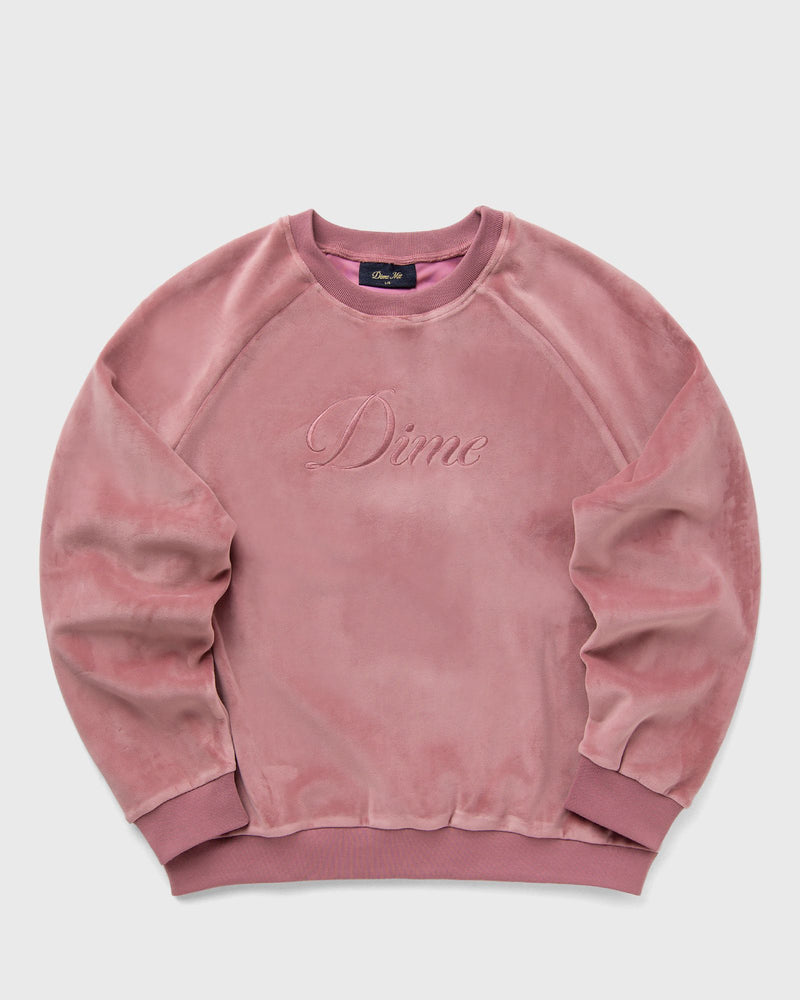 Dime MTL Cursive Velvet Crewneck pink