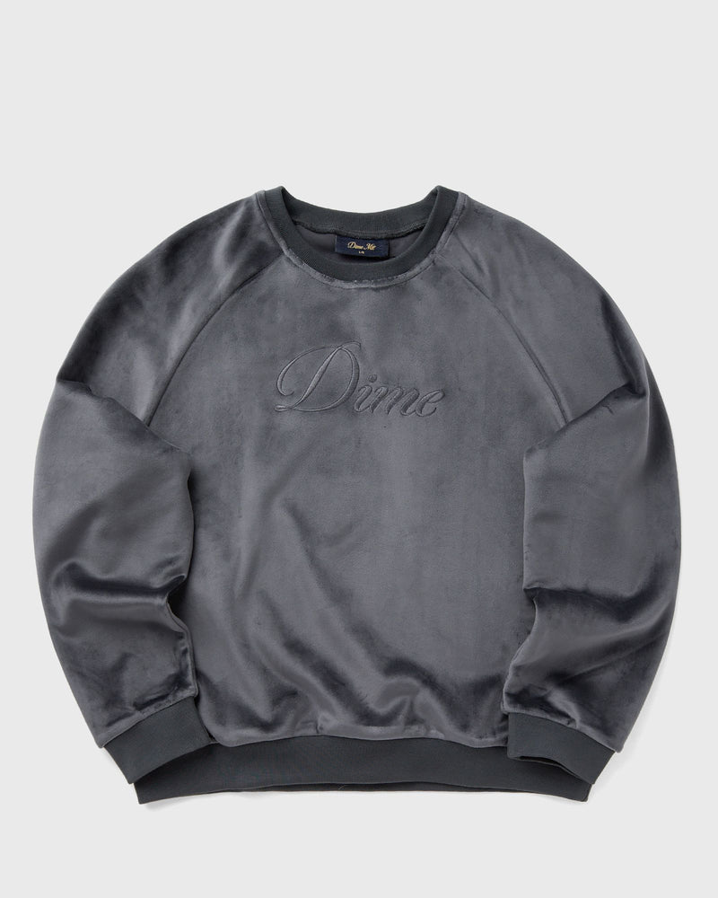 Dime MTL Cursive Velvet Crewneck grey