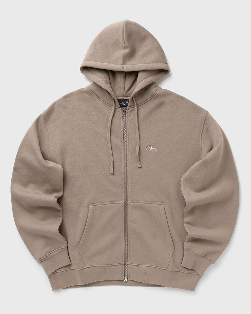 Dime MTL Cursive Small Logo Zip Hoodie brown