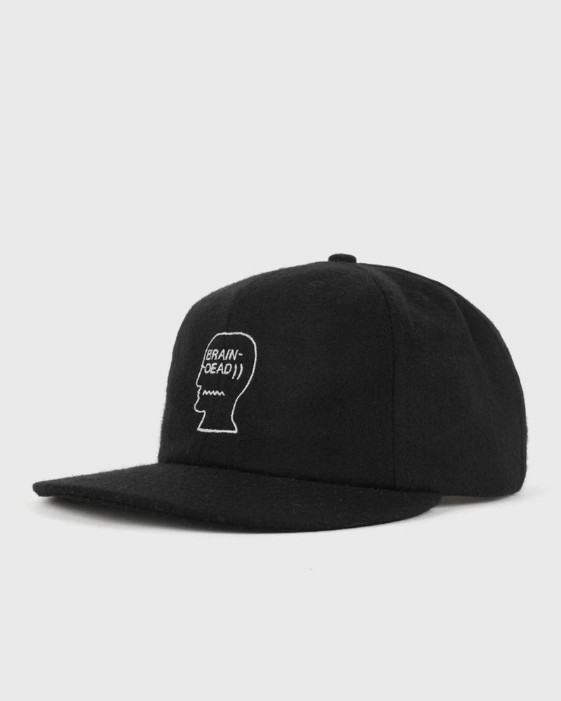 Brain Dead Flannel Classic Logohead 6 Panel Hat Black
