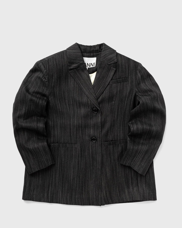 Ganni Drapey Stripe Suiting Oversized Blazer black