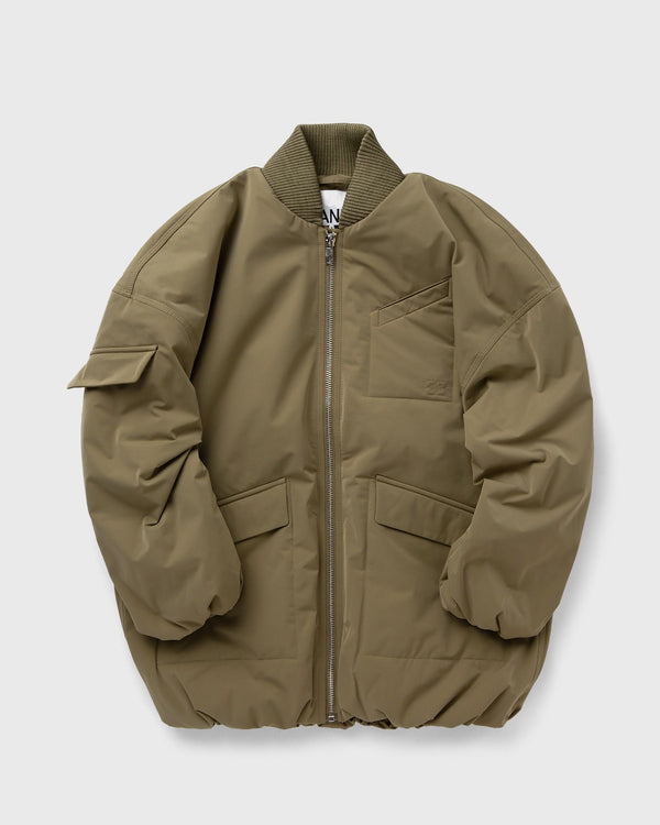 Ganni Light Twill Oversized Bomber Jacket green