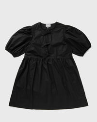 Ganni Cotton Poplin Tie String Mini Dress black