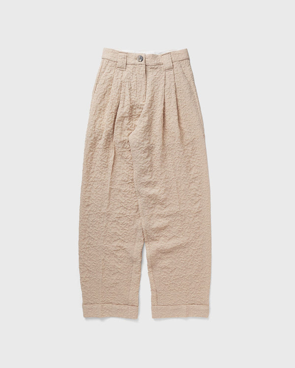 Ganni Textured Suiting Mid Waist Pants beige