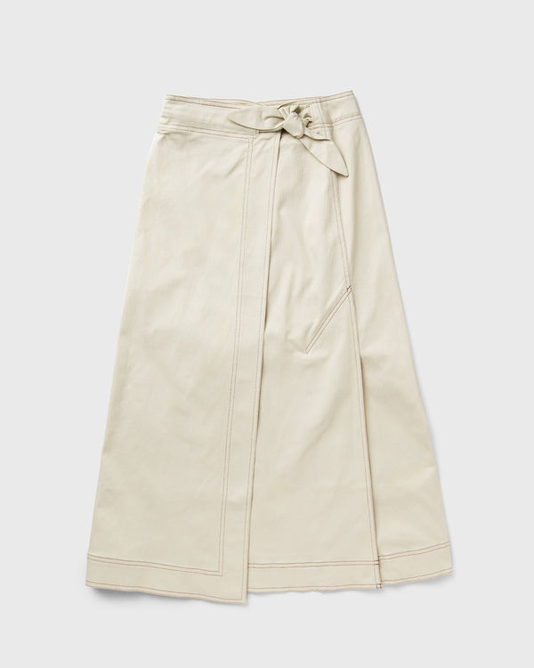 Ganni Herringbone Canvas Long Wrap Skirt