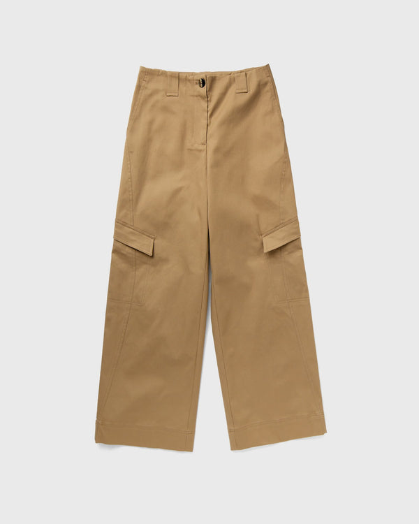 Ganni Herringbone Canvas Mid Waist Pants