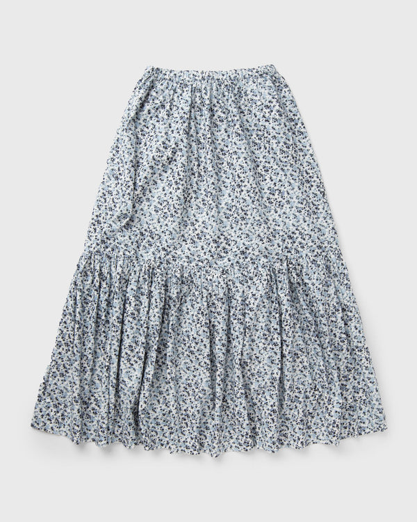 Ganni Printed Cotton Maxi Flounce Skirt blue