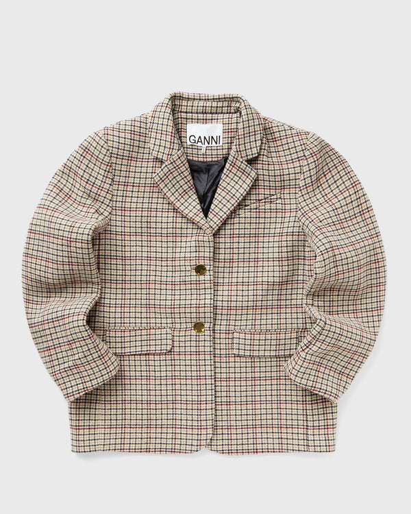 Ganni Check Wool Mix Boxy Blazer