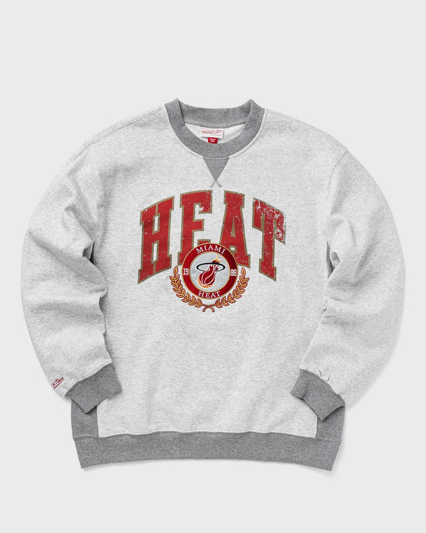 Mitchell & Ness Nba Premium Fleece Crew Vintage Logo Miami Heat