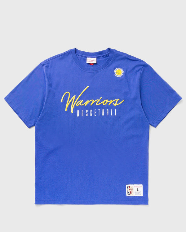 Mitchell & Ness NBA TRAINING DAY PREMIUM SS TEE VINTAGE LOGO GOLDEN STATE WARRIORS blue