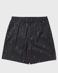 Lacoste Crocodile Print Stripe Cotton Shorts Black