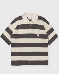 AMI Paris Short Sleeves Polo with AMI de Coeur Patch Grey|white