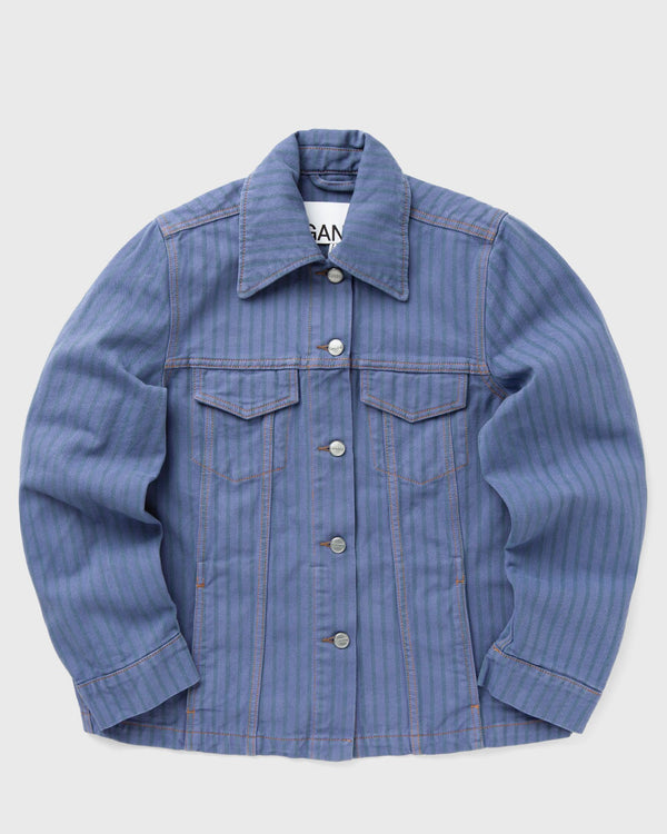 Ganni Stripe Overdyed Denim Jacket blue