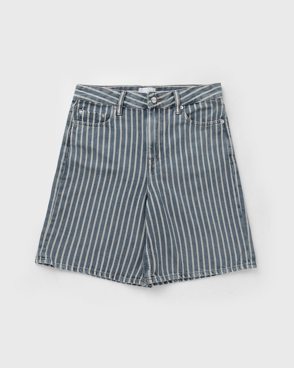 Ganni Light Stripe Denim Shorts blue