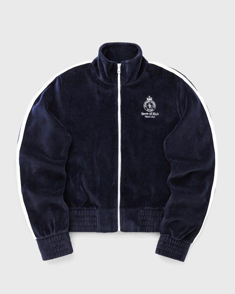 Sporty & Rich Crown Tennis Elio Velour Track Jacket blue