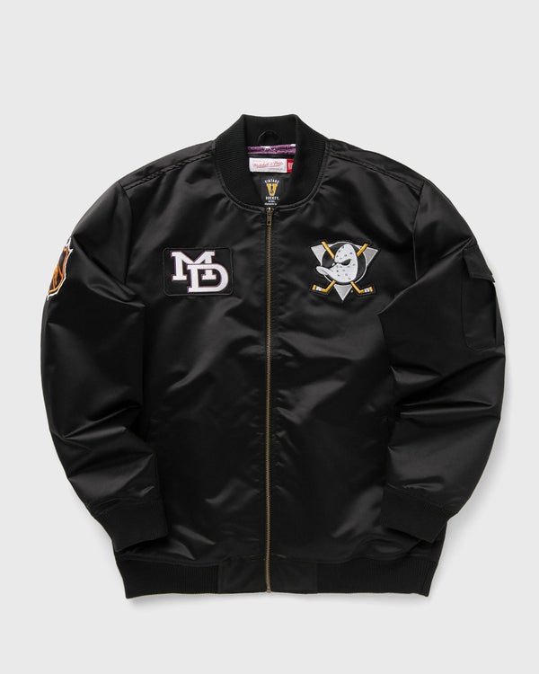 Mitchell & Ness NHL TEAM LEADER SATIN BOMBER VINTAGE LOGO ANAHEIM DUCKS black