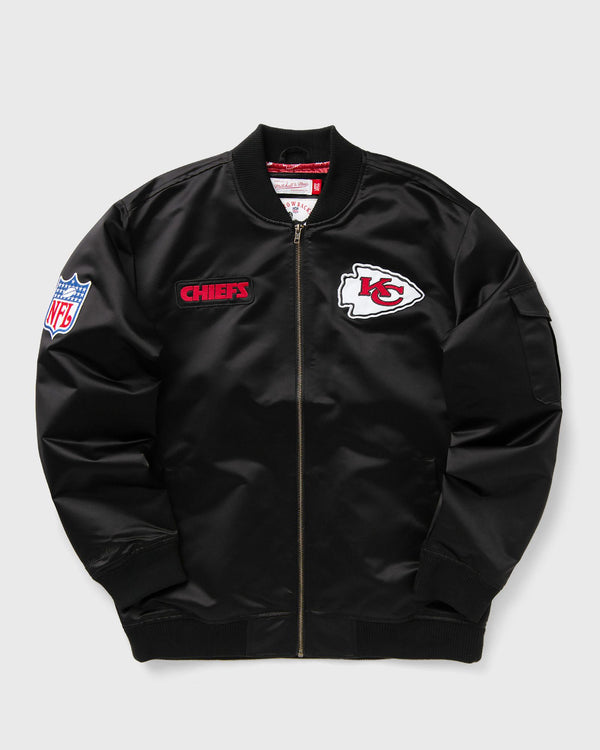 Mitchell & Ness NFL TEAM LEADER SATIN BOMBER VINTAGE LOGO KANSAS CITY CHIEFS black